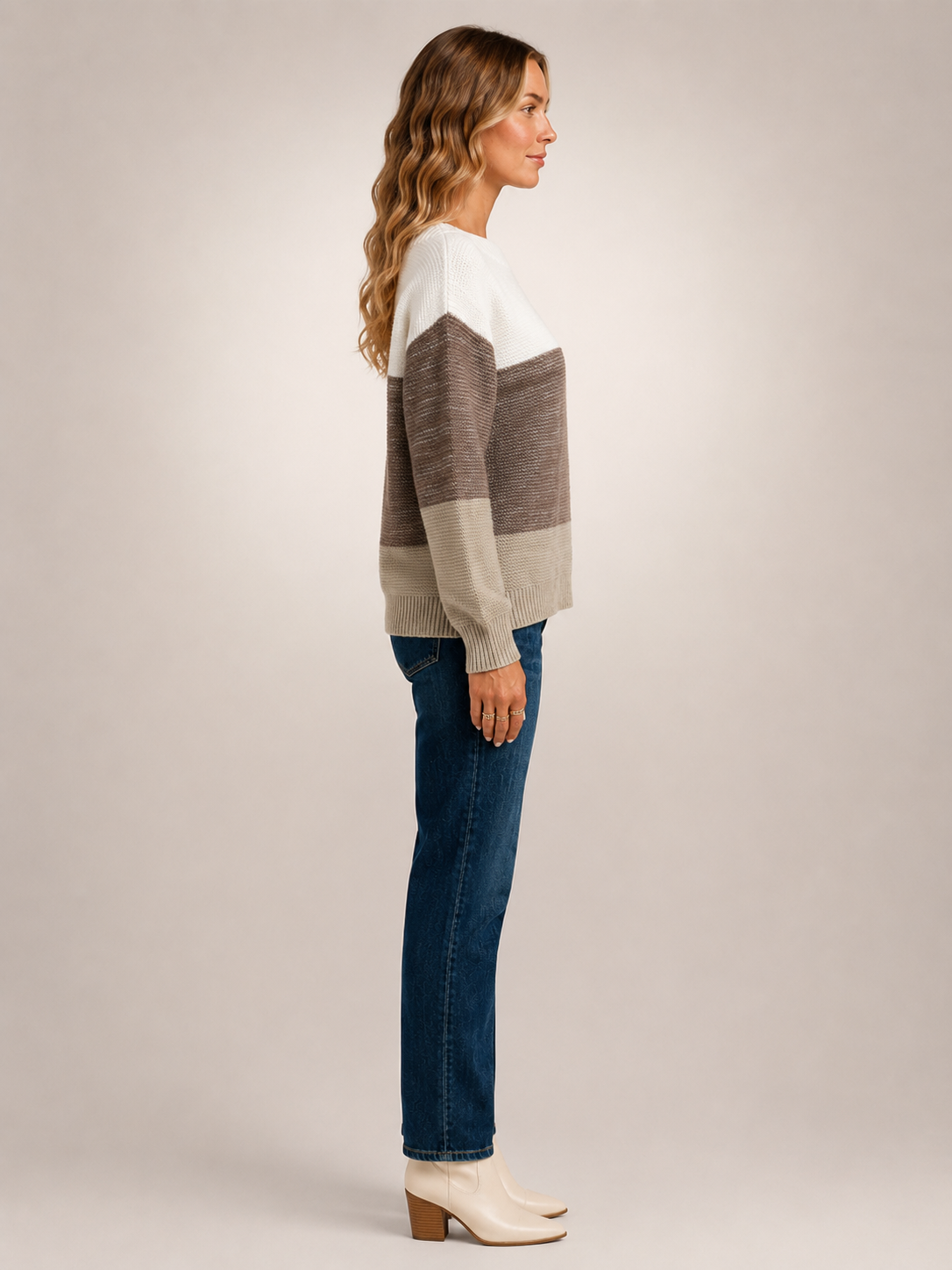 Adèle | Sweter color-block z dekoltem w łódkę