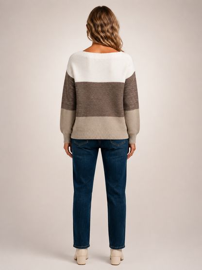Adèle | Sweter color-block z dekoltem w łódkę