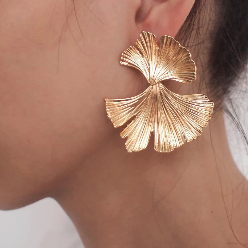 Feuille de Ginkgo | Grandes boucles d'oreilles avec feuille de ginkgo – Vue 03