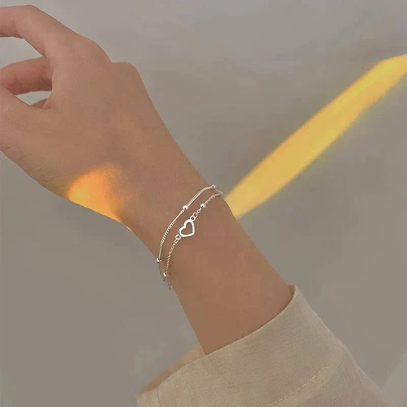 Battement de Cœur | Bracelet argenté réglable avec cœur – Vue 03