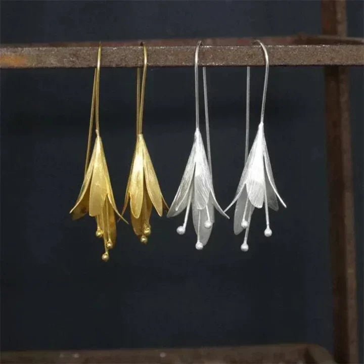 Feuille de Lotus | Longues boucles d'oreilles en forme de lotus – Vue 02