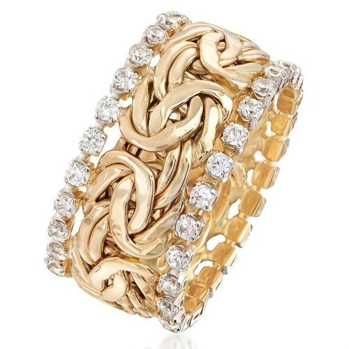 Ruban Tressé | Bague dorée à motif tressé – Vue 01
