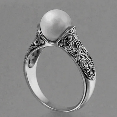 Rosée Lunaire | Bague argentée avec pierre blanche ronde – Vue 01