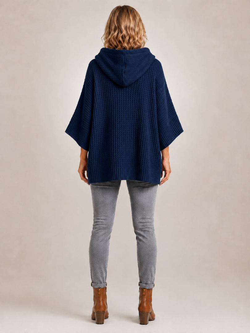 Capucine | Sweter oversize z kapturem z dzianiny waflowej