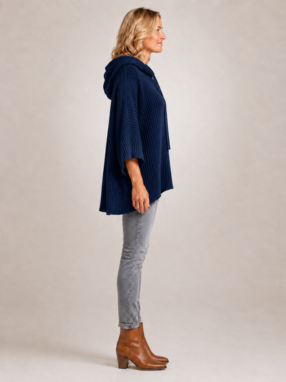 Capucine | Sweter oversize z kapturem z dzianiny waflowej
