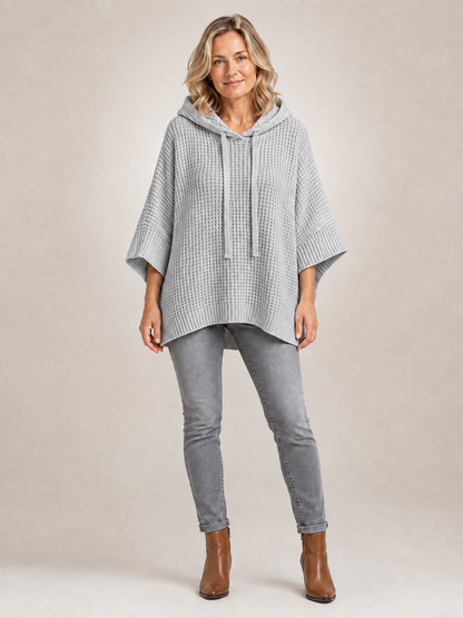 Capucine | Sweter oversize z kapturem z dzianiny waflowej
