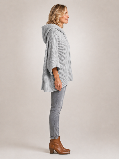 Capucine | Sweter oversize z kapturem z dzianiny waflowej