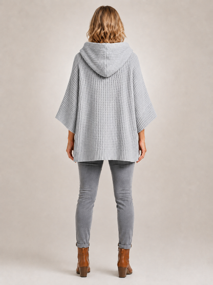 Capucine | Sweter oversize z kapturem z dzianiny waflowej