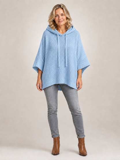 Capucine | Sweter oversize z kapturem z dzianiny waflowej