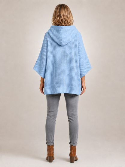 Capucine | Sweter oversize z kapturem z dzianiny waflowej