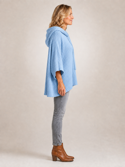 Capucine | Sweter oversize z kapturem z dzianiny waflowej