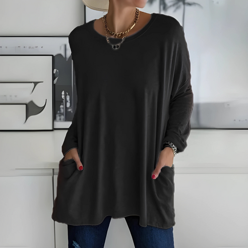 Maëlys | Tunique longue à poches — Noir