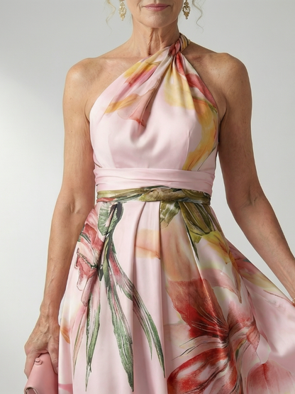 Rachel — Robe longue asymétrique à grandes fleurs