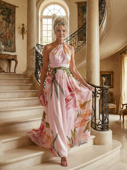 Rachel — Robe longue asymétrique à grandes fleurs