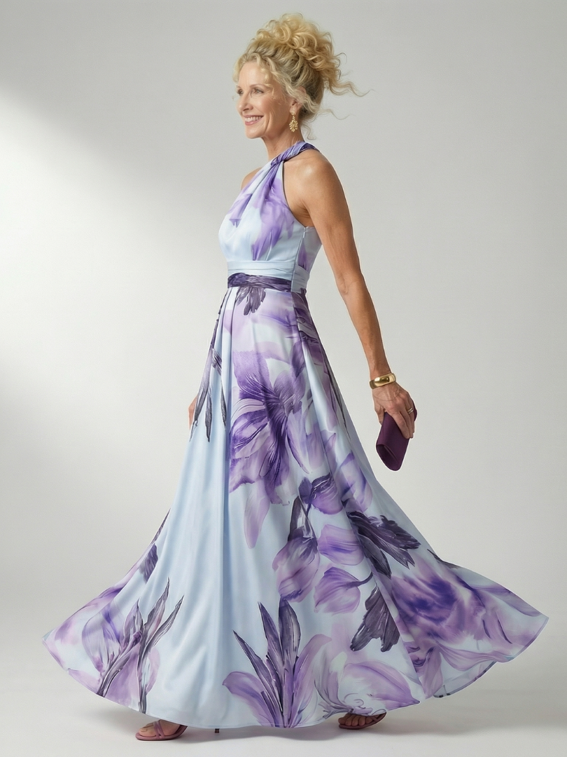 Rachel — Robe longue asymétrique à grandes fleurs