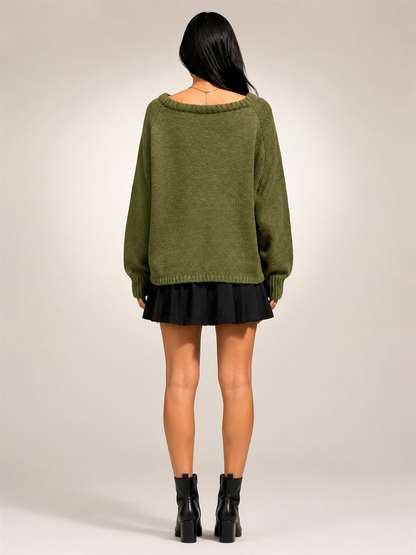 Delphine | Sweter oversize z opadającym dekoltem w łódkę