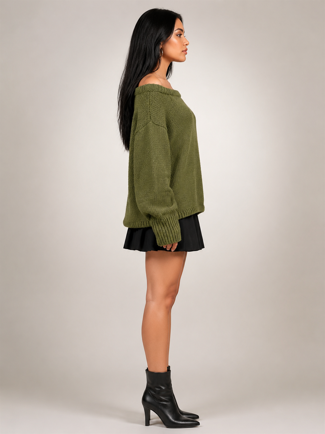 Delphine | Sweter oversize z opadającym dekoltem w łódkę