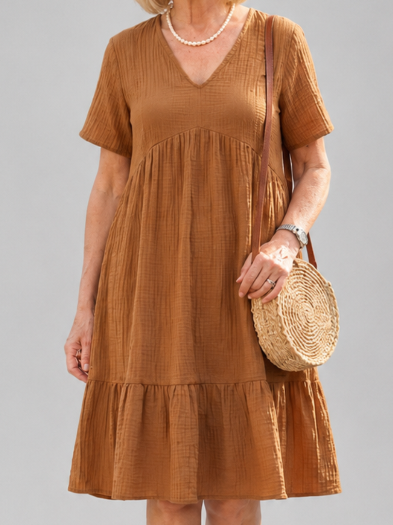 Azélie — Robe courte froncée en gaze de coton
