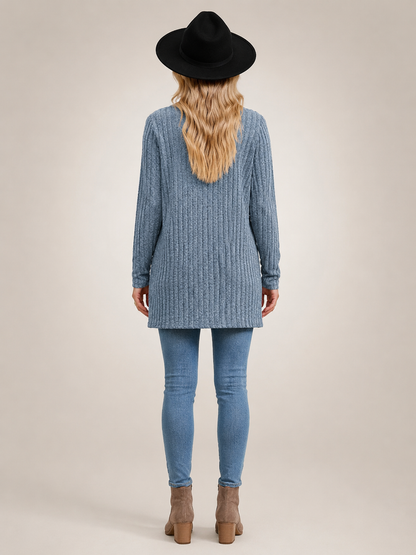 Éliane | Długi kardigan zapinany na guziki z dekoltem w szpic