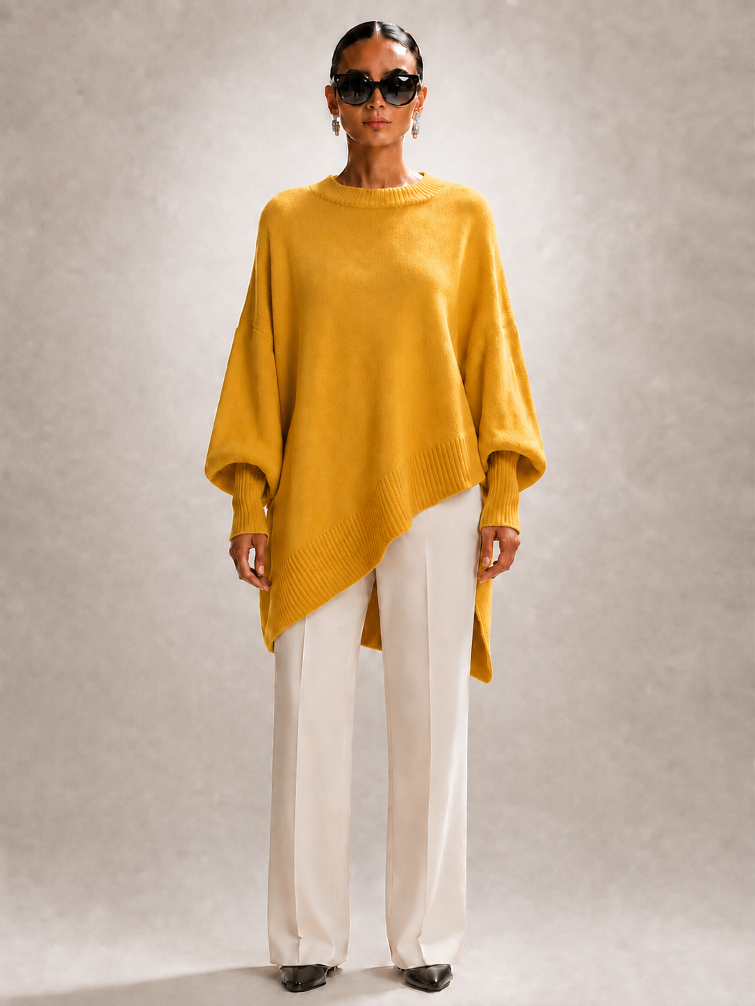 Élodie | Drapowany sweter oversize z asymetrycznym dołem