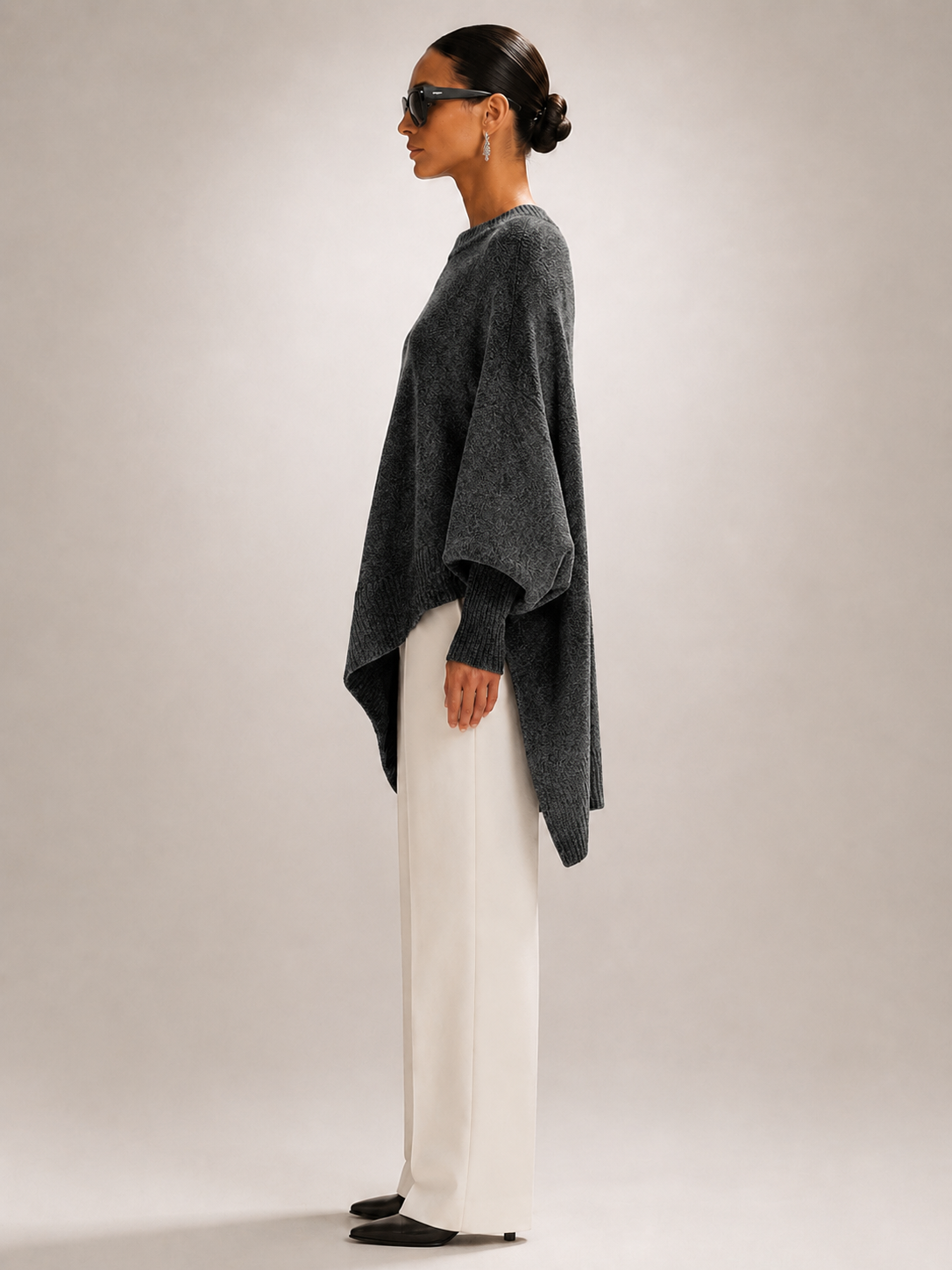 Élodie | Drapowany sweter oversize z asymetrycznym dołem