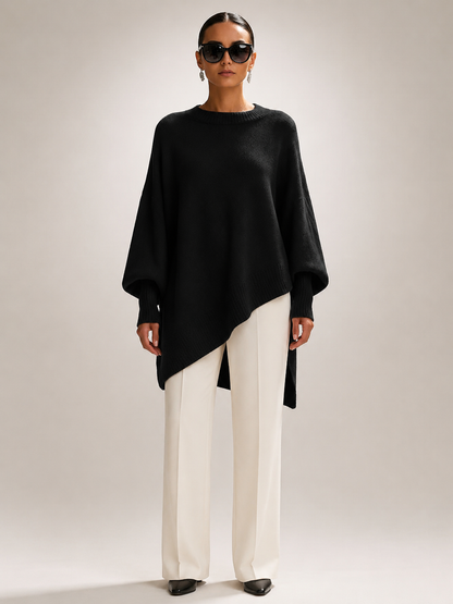Élodie | Drapowany sweter oversize z asymetrycznym dołem