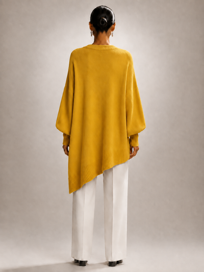 Élodie | Drapowany sweter oversize z asymetrycznym dołem
