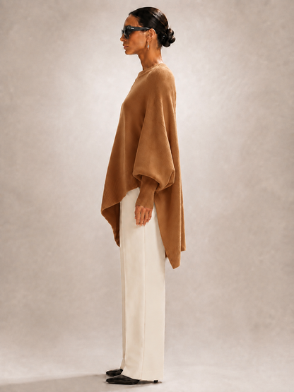 Élodie | Drapowany sweter oversize z asymetrycznym dołem