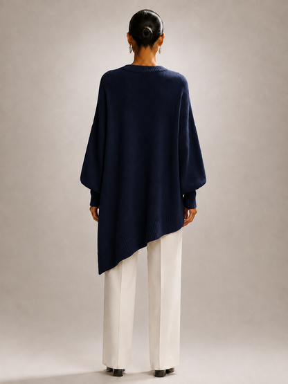 Élodie | Drapowany sweter oversize z asymetrycznym dołem