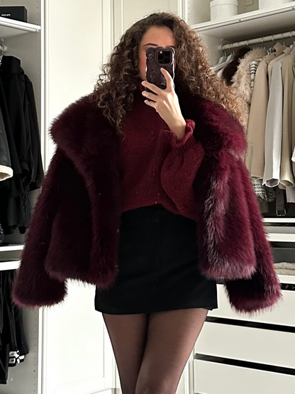 Anastasia – kurtka ze sztucznego futra, kolor bordowy