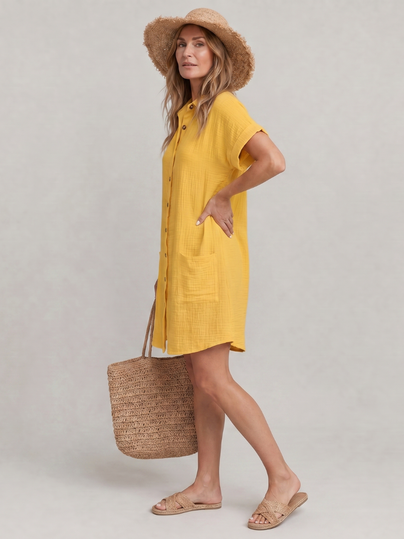 Mathilde — Robe chemise en gaze de coton