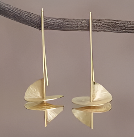 Sillon Doré | Boucles d'oreilles dorées avec disques bombés – Vue 01