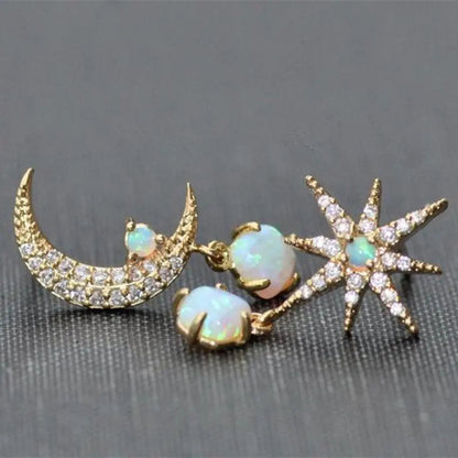 Ciel Nocturne | Boucles d'oreilles dorées avec lune et étoile – Vue 04