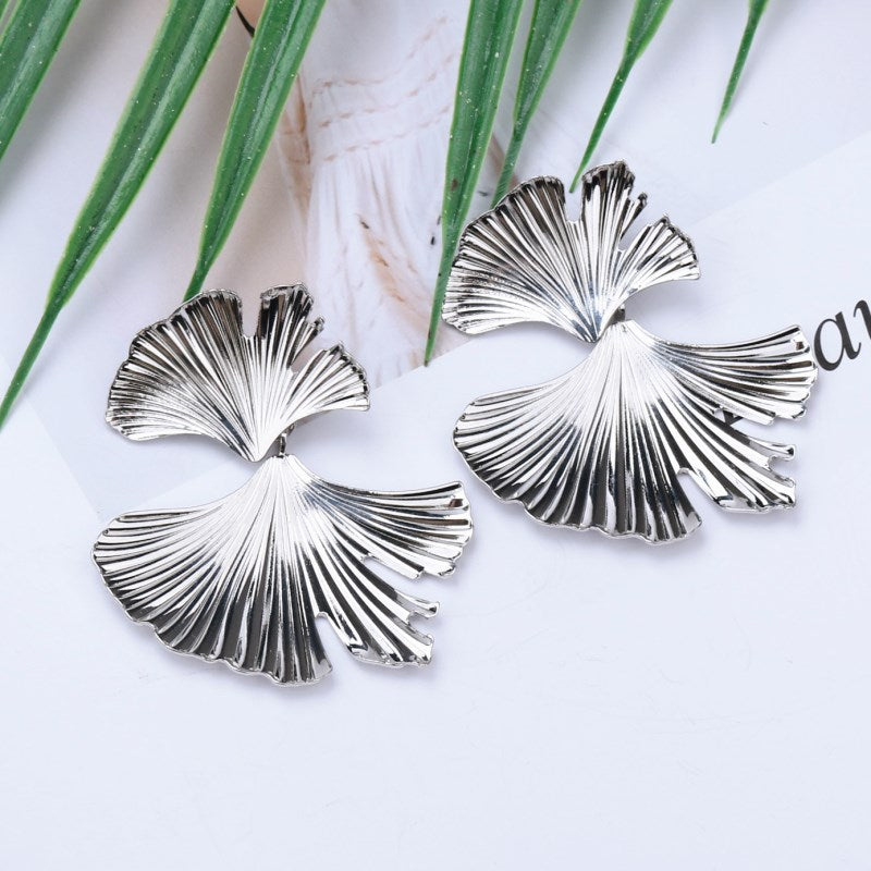 Feuille de Ginkgo | Grandes boucles d'oreilles avec feuille de ginkgo – Vue 02