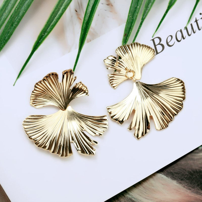 Feuille de Ginkgo | Grandes boucles d'oreilles avec feuille de ginkgo – Vue 01