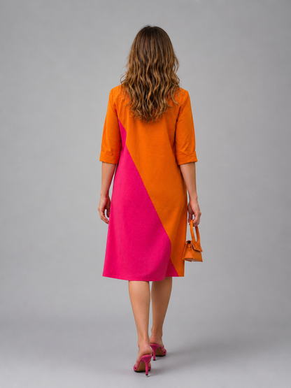 Cassandre — Robe courte chemise bicolore