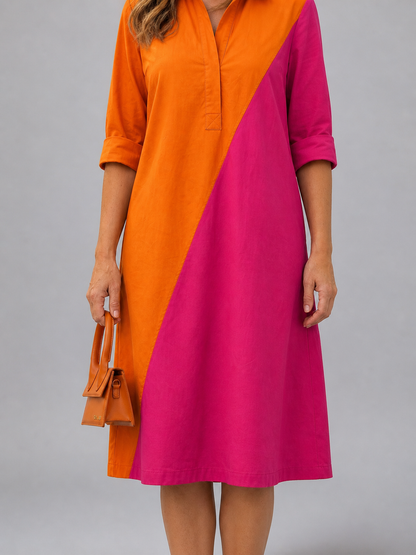 Cassandre — Robe courte chemise bicolore