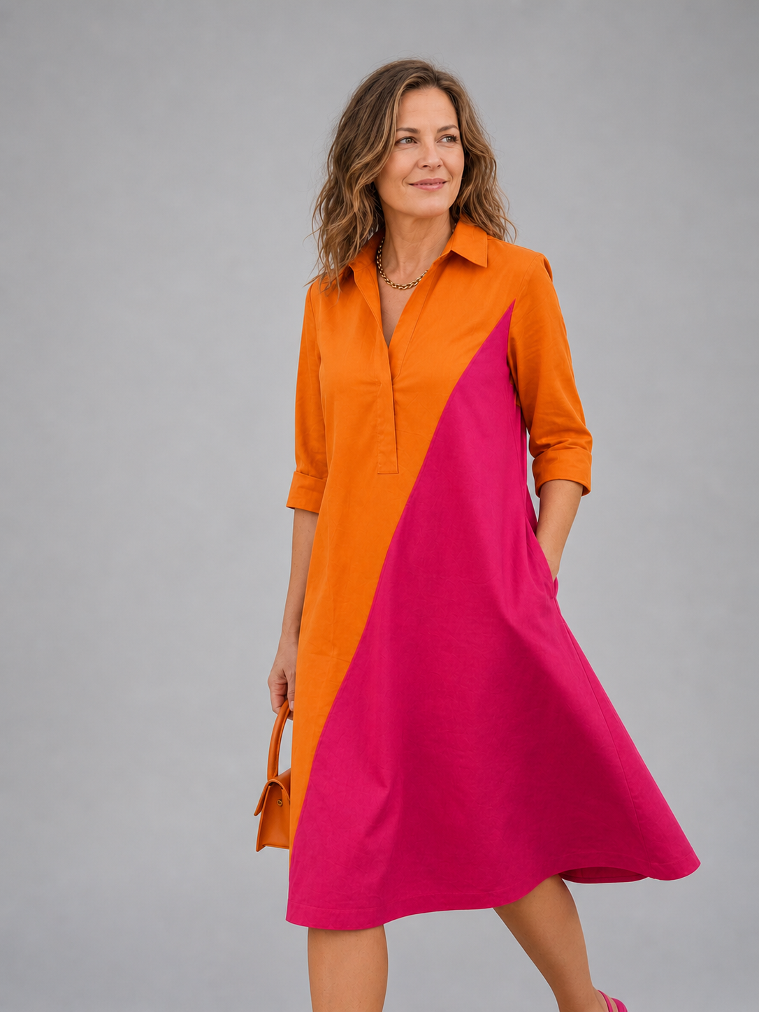 Cassandre — Robe courte chemise bicolore
