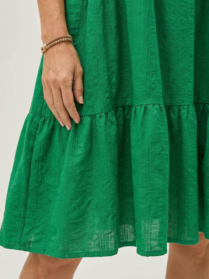 Liliane — Robe asymétrique à nouer et jupe étagée