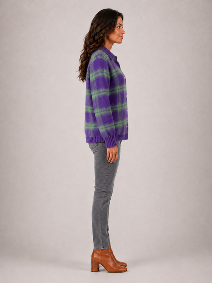 Manon | Dzianinowa koszula wierzchnia w kratę zapinana na guziki