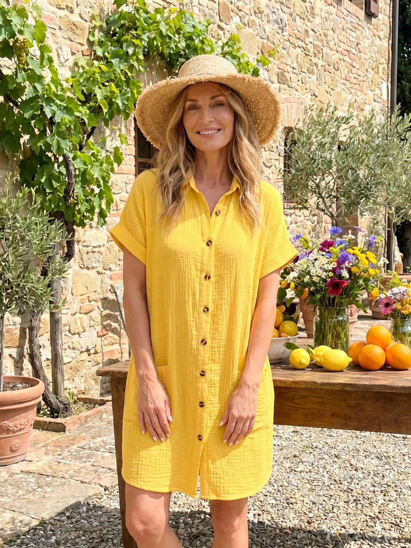 Mathilde — Robe chemise en gaze de coton