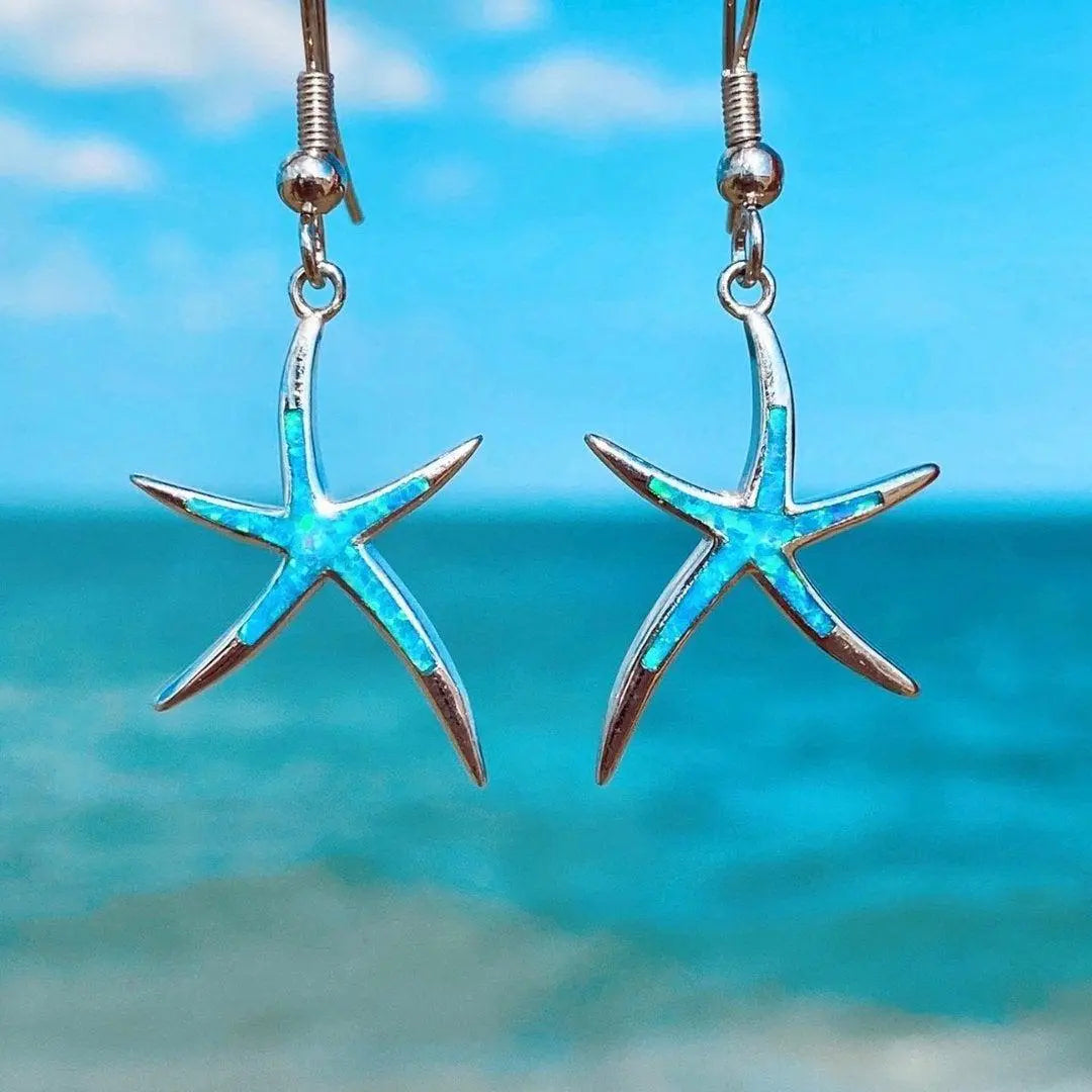 Éclat d'Étoile de Mer | Boucles d'oreilles argentées avec étoile de mer – Vue 02
