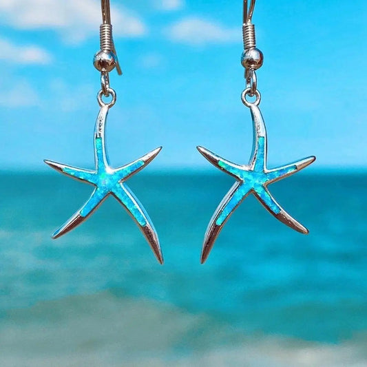 Éclat d'Étoile de Mer | Boucles d'oreilles argentées avec étoile de mer – Vue 01