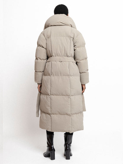 Kyleih Maxi – długa parka pikowana, kolor taupe