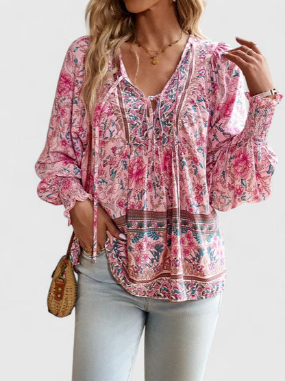 Anaïse | Blouse bohème à manches ballon — Rose