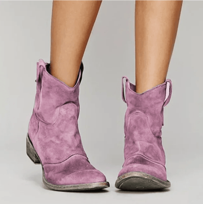 Loïse | Bottines western en suédine — Rose