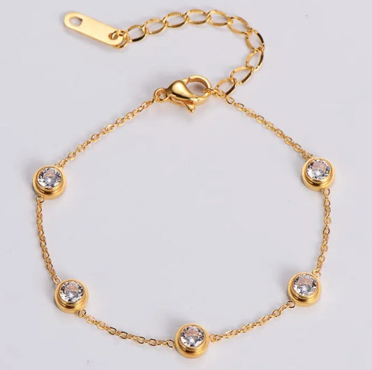 Traînée Scintillante | Bracelet réglable avec pierres claires – Vue 01