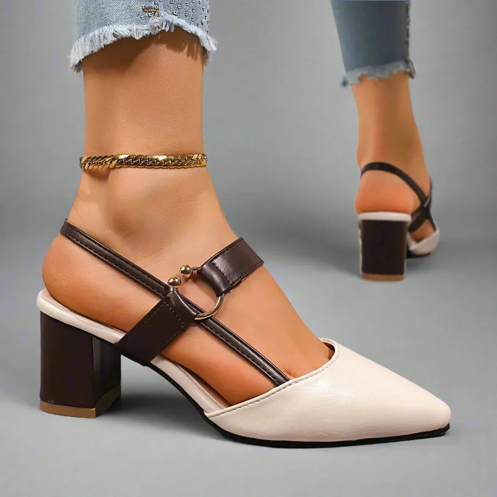 Helena | Czółenka slingback w szpic na słupku