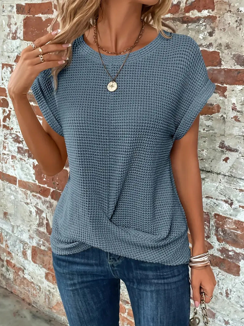 Urielle | T-shirt à texture gaufrée — Bleu gris