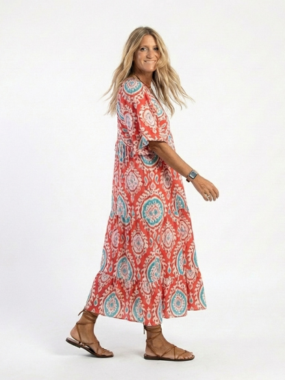 Diane — Robe longue paisley à manches ballon